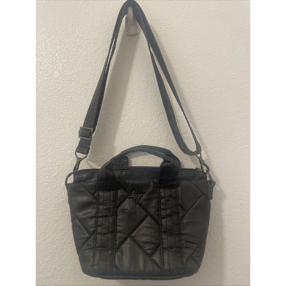 Lug Dory mini quilted Handbag black Canvas like crossbody work school everyday